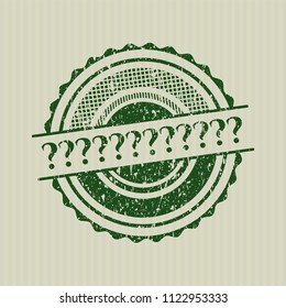 Green Question Mark distressed rubber stamp