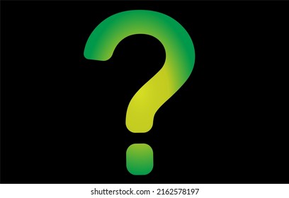 Green question mark on a black background
