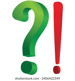 Green question mark and red exclamation point logo; Logo with punctuation marks 