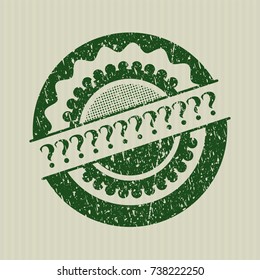 Green Question Mark rubber grunge texture seal