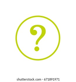 Green question mark sign in green circle icon. Help symbol. FAQ sign. Flat vector illustration isolated on white. Green pictogram.