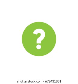 Green question mark sign in green circle icon. Help symbol. FAQ sign. Flat vector illustration isolated on white. Green pictogram.
