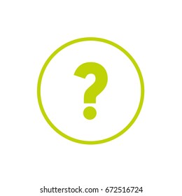 Green question mark sign in green circle icon. Help symbol. FAQ sign. Flat vector illustration isolated on white. Green pictogram.