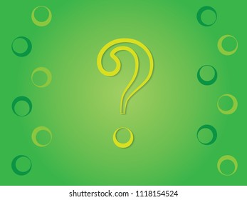 A green question mark sign for query on green background vector illustration