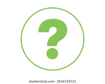 Símbolo de signo de interrogación verde, Diseño gráfico simple con tres signos de interrogación, cada uno en un color diferente (negro, verde y naranja). Iconos de signo de interrogación, cada uno en un color diferente.