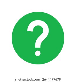 Vetor de ponto de interrogação verde. Ícone plano para ajuda, informações e símbolos manuais do usuário.