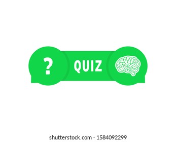 green quiz button with speech bubbles. flat minimal style trend modern quizz logotype graphic mobile app design isolated on white background. concept of school announcement or easy play lottery