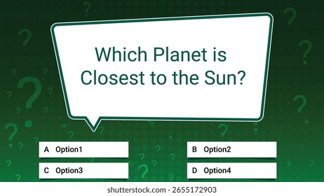 Green Quiz Game Slide – Which Planet is Closest to the Sun Question Template