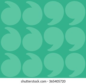 Green Quotation Marks. Quote Background. Seamless Pattern.