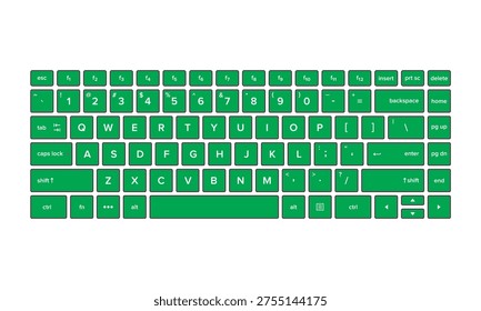 Green QWERTY Computer Keyboard Layout Illustration