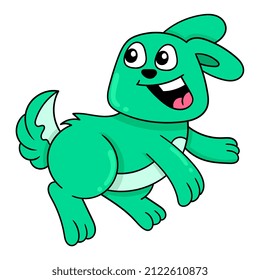 green rabbit is having a happy face playing games, vector illustration art. doodle icon image kawaii.