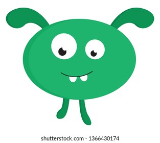 Green rabbit monster vector illusttration on white background