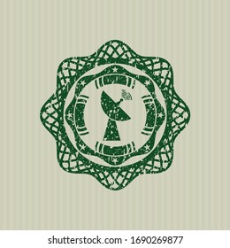Icono de radar verde en peligro con textura de sello de goma