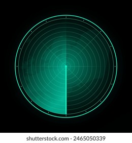 Green radar screen. Military search system. Futuristic HUD radar display. HUD radar display.