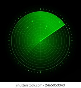 Green radar screen. Military search system. Futuristic HUD radar display. HUD radar display.