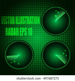 Green Radar screen. Vector EPS10 . Futuristic HUD interface. Vector illustration for your design.