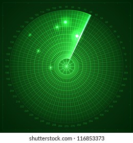 Green Radar Screen. Vector Illustration For Your Design.