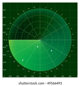 Green radar screen, vector illustration AI8 compatible, mesh gradient used