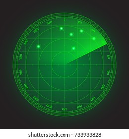Green radar screen. Vector illustration for your design.