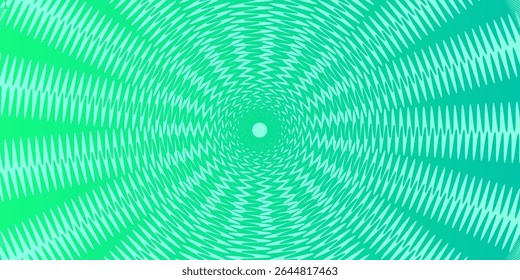 Green radial burst background with circular wave patterns and dynamic zigzag lines. Abstract, energetic design perfect for modern, retro, or tech-themed visuals.