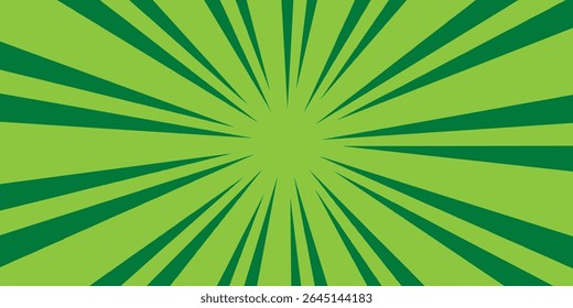 Green Radial Burst Background with Comic Style Rays