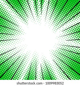 green radial motion lines halftone for manga superhero
