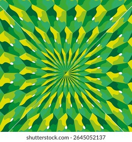 Groen radiaal patroon. Vector zonnestraal ontwerp. Emerald ray arrangement. Geometrisch starburst-effect.