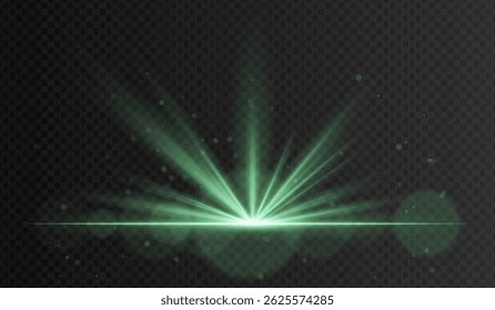 Green radial spotlight with glowing rays and floating particles. Ideal for nature-themed visuals, magical effects, or sci-fi HUD lighting.