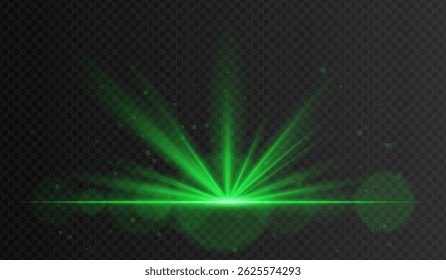 Green radial spotlight with glowing rays and floating particles. Ideal for nature-themed visuals, magical effects, or sci-fi HUD lighting.