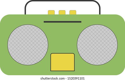 Green radio, illustration, vector on white background.