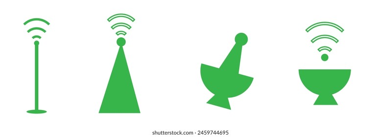 green radio tower vector set.