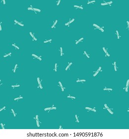 Green Rafting boat icon isolated seamless pattern on green background. Inflatable boat with paddles. Water sports, extreme sports, holiday, vacation.  Vector Illustration