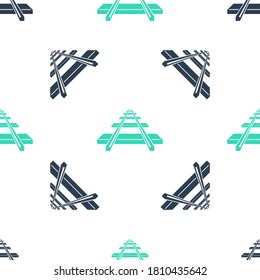 Green Railroad icon isolated seamless pattern on white background. Vector.