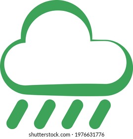 Green rain cloud, icon illustration, vector on white background