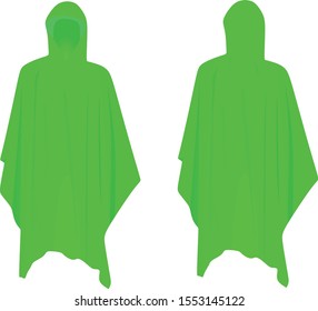 Green rain coat. vector illustration