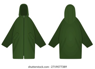 Grüner Regenmantel. Vektorgrafik
