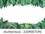 Green rain forest leaves border frame design