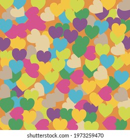 Green Rainbow Pastel Modern Art Pattern. Multicolor Blue Colorful Saint Valentine Modern Design. Beige Light Hearts Love Confetti Vector Art. Purple Orange Simple Romantic Wedding Art.