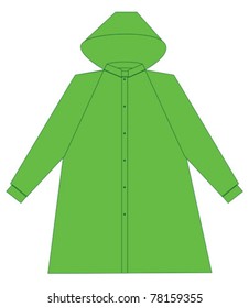 green raincoat with button-clasp