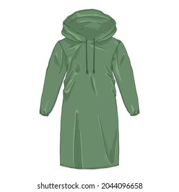 Green Raincoat with Hood. Vector Cartoon Illustration
