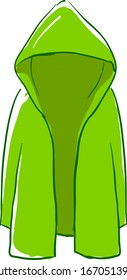 Green raincoat, illustration, vector on white background.