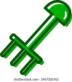 Grüner Rake, Symbolgrafik, Vektorgrafik auf weißem Hintergrund