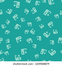 Green Ramadan fasting icon isolated seamless pattern on green background. Fast day and night. Religious fasting.  Vector
