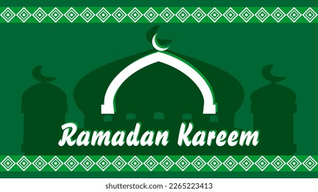 Grüner Karem-Hintergrund mit Moschee-Muster, Vektorgrafik