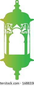 A green ramadan lantern with gradient isolated over white