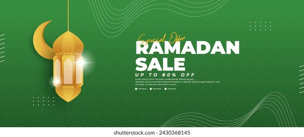 Green Ramadan sale banner design suitable for retail promotions