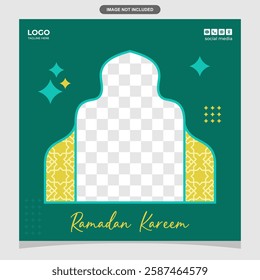Green Ramadhan Twibbon Frame. Suitable for Promotion and Digital Da'wah