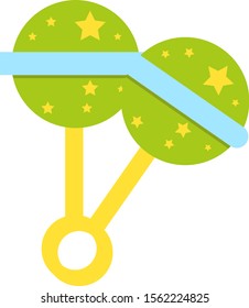 Green rattle, illustration, vector on white background.