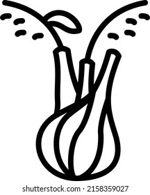 Green Raw finocchio vector line icon design, Condiments and Spices symbol, Food cooking ingredients Sign, Herbs and table sauce stock illustration, Fresh Florence fennel Concept,