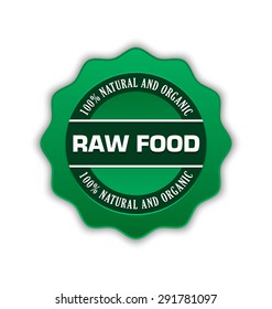 Green raw food badge on white background
